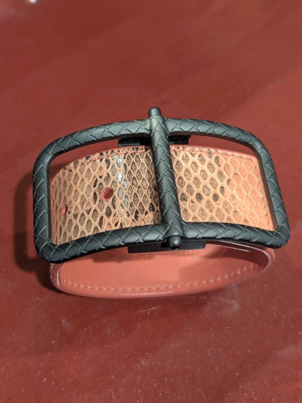 Bottega Veneta Intrecciato Leather & Snakeskin Cuff Bracelet